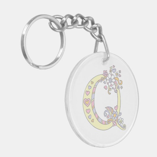 Quiana monogram letter q en betekenis sleutelhanger (Voorkant Links)