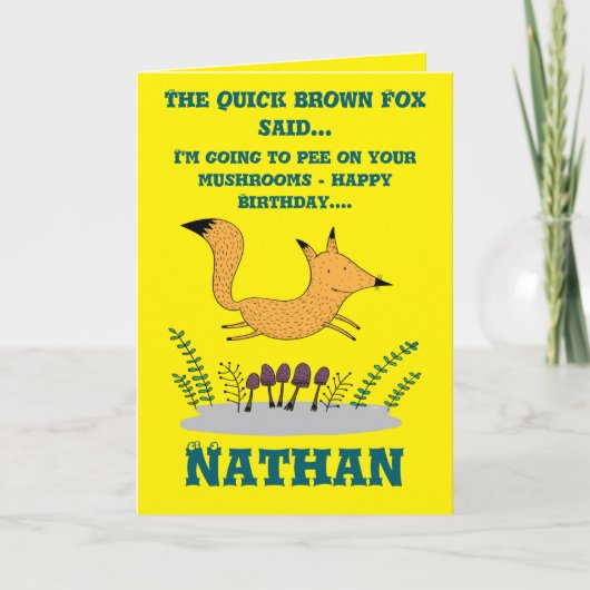 Quick Brown Fox moet Pee Folding Birthday Kaart (Voorkant)