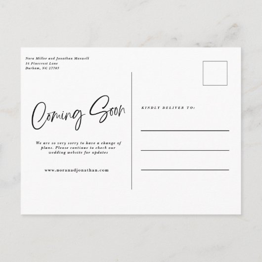 Quick Brush Script Uitstel Briefkaart (Achterkant)