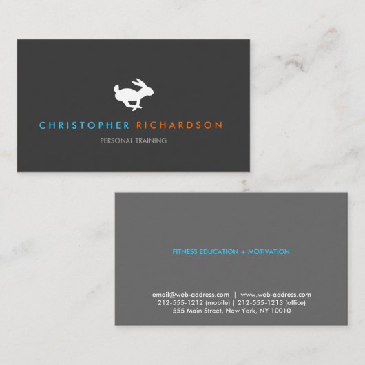 Quick Rabbit Personal Trainer Visitekaartje (Voorkant / Achterkant)