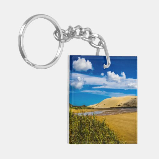 Quicksand stream vlakbij 90-Mile Beach, Nieuw-Zeel Sleutelhanger (Voorkant Links)