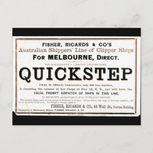 Quickstep Clipper zeilschepen 1859 Briefkaart (Voorkant)
