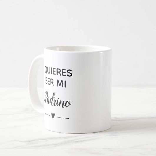 quieres ser mi padrino peetvader voorstel koffiemok (Voorkant links)