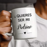 quieres ser mi padrino peetvader voorstel koffiemok<br><div class="desc">Vraag diegene die je wilt zijn de Padrino van je kind met deze super schattige gepersonaliseerde koffie mok. Laat hem koffie drinken en gebruik het om de vraag "¿Quieres ser mi Padrino?" te poppen.</div>