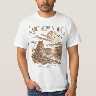 Quiet as the Night Maine Coon Moon Ocean Art T-shirt