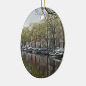 Quiet Canal Scene - Amsterdam, Nederland Keramisch Ornament (Links)