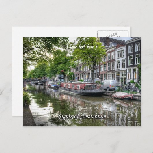 Quiet Canal Scene, Sights of Amsterdam Briefkaart (Voorkant / Achterkant)