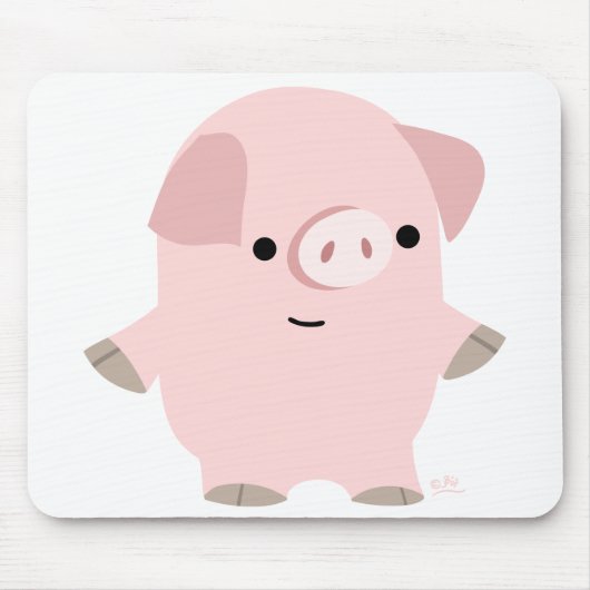 Quiet Cartoon Pig mousepad Muismat (Voorkant)
