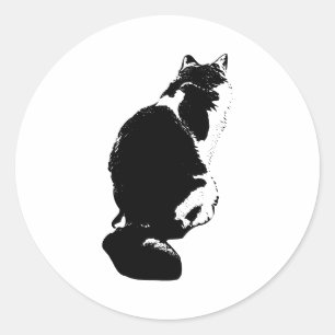 Quiet Cat Silhouette Ink Art Sticker