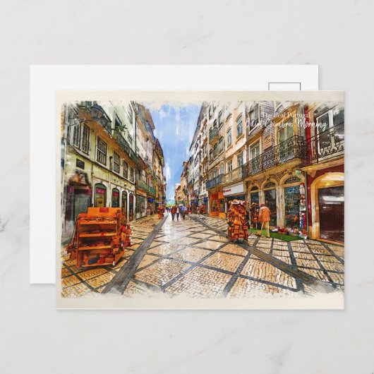 Quiet Coimba Morning - Het echte Portugal Briefkaart (Voorkant / Achterkant)