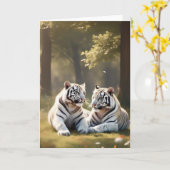 Quiet Companions – White Tigers Greeting Card Kaart (Gele Bloem)