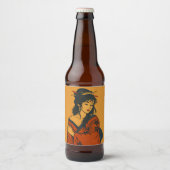 Quiet Elegance – Traditional Japanese Woman Art Bier Etiket (Voorkant)