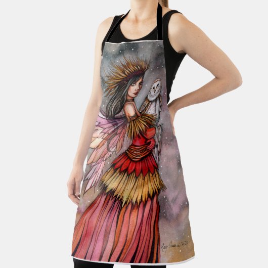 Quiet Ember Fairy en Owl Fantasy Art Schort (Insitu)