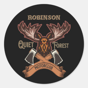 Quiet Forest Motorclub, Cool bike dad personalisee Ronde Sticker