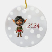 Quiet Girl Kerst Elf Keramisch Ornament (Voorkant)