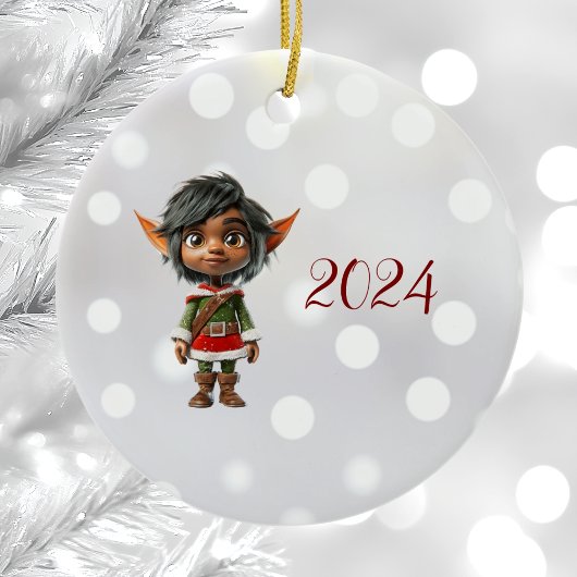 Quiet Girl Kerst Elf Keramisch Ornament