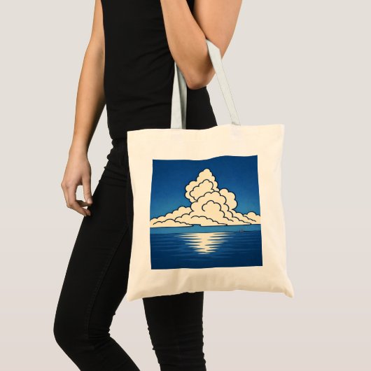 Quiet Horizon – Minimal Ocean & Cloud Art Tote Bag (Voorkant (product))
