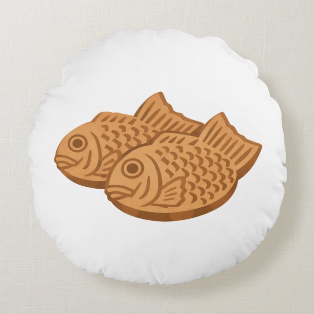 Quiet Icons – Japanese Taiyaki Rond Kussen (Voorkant)