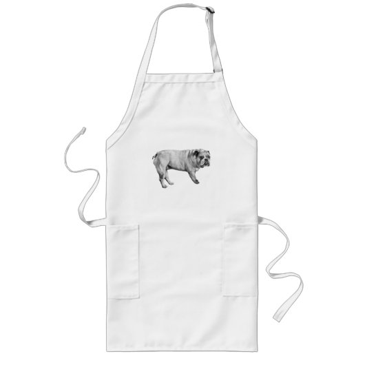 Quiet Kitchen Bulldog Apron Lang Schort (Voorkant)