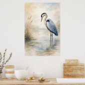 Quiet Marsh Heron | Blue Heron | Poster (Keuken)