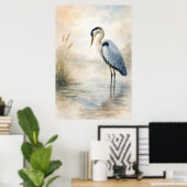 Quiet Marsh Heron | Blue Heron | Poster (Thuiskantoor)