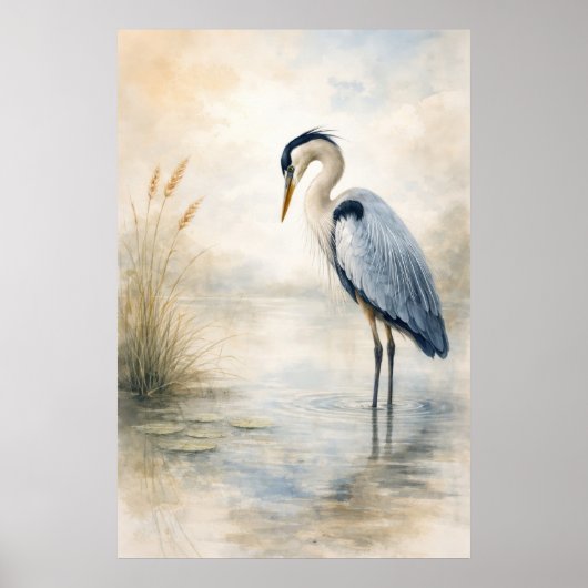 Quiet Marsh Heron | Blue Heron | Poster (Voorkant)