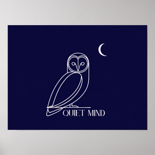 Quiet Mind Owl – Minimalist Night Wisdom Design Poster (Voorkant)