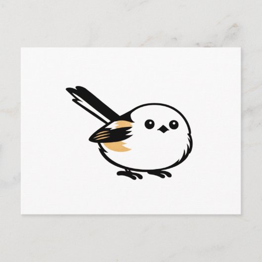 Quiet Minimal Long-Tailed Tit Illustration Briefkaart (Voorkant)