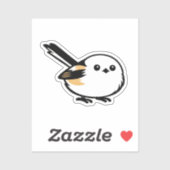 Quiet Minimal Long-Tailed Tit Illustration Sticker (Vel)