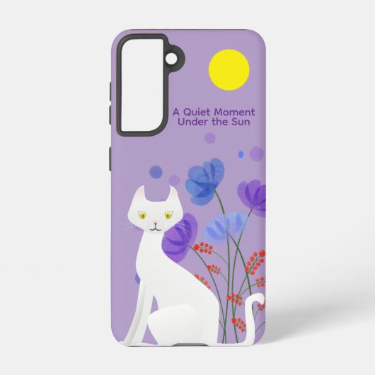 Quiet Moment Cat Samsung Galaxy Case – Purple Samsung Galaxy Hoesje (Achterkant)