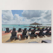 Quiet Morning by the Sea – Peaceful Coastal Deck Legpuzzel (Horizontaal)