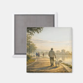 Quiet Morning Walk – 2" Square Art Magnet (Voorkant / Achterkant)