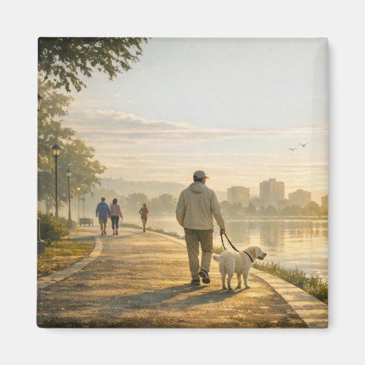 Quiet Morning Walk – 2" Square Art Magnet (Voorkant)