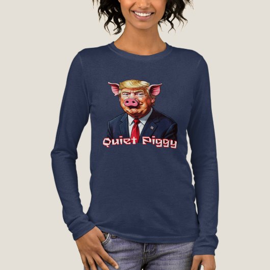 Quiet Piggy | Anti-Trump Political Humor Tri-Blend Shirt (Voorkant)