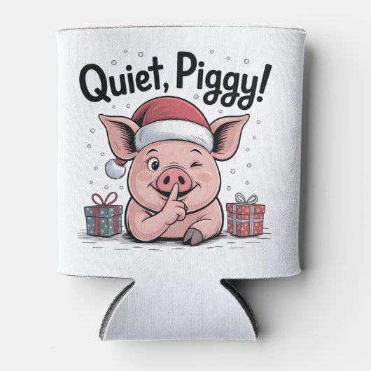 Quiet Piggy Christmas Santa hat Democratic Blikjeskoeler (Voorkant)