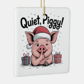 Quiet Piggy Christmas Santa hat Democratic  Keramisch Ornament (Rechts)