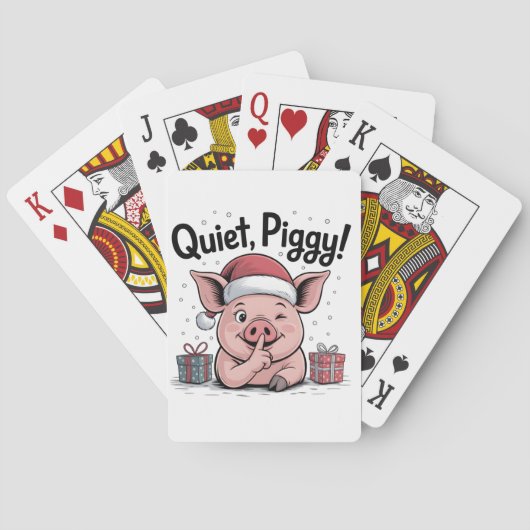 Quiet Piggy Christmas Santa hat Democratic  Pokerkaarten (Achterkant)