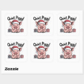 Quiet Piggy Christmas Santa hat Democratic  Vierkante Sticker (Vel)