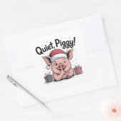 Quiet Piggy Christmas Santa hat Democratic  Vierkante Sticker (Envelop)
