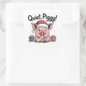 Quiet Piggy Christmas Santa hat Democratic  Vierkante Sticker (Tas)