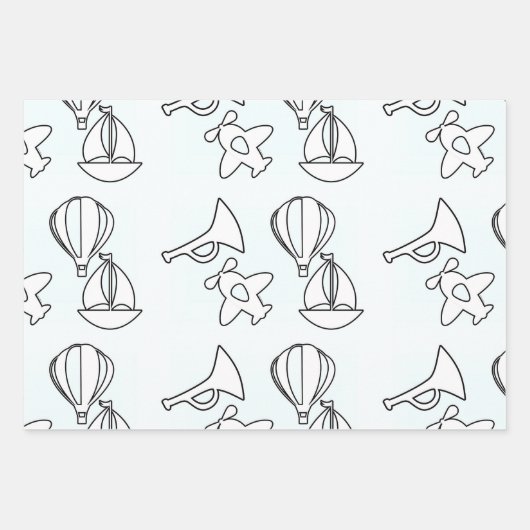 Quiet Plane Bugle Boat Kids  Inpakpapier Vel (Voorkant)