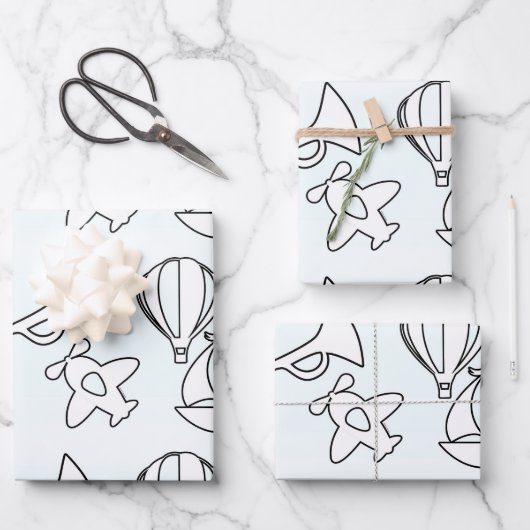 Quiet Plane Bugle Boat Kids  Inpakpapier Vel (Voorkant)