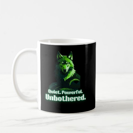 Quiet Powerful Unbothered Wolf Minimal Quote Koffiemok (Links)