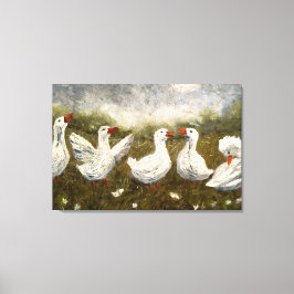 Quiet Quack: White Duck Starry Night Goose Canvas Afdruk