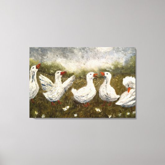 Quiet Quack: White Duck Starry Night Goose Canvas Afdruk (Voorkant)