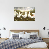 Quiet Quack: White Duck Starry Night Goose Canvas Afdruk (Insitu (Slaapkamer))