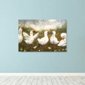 Quiet Quack: White Duck Starry Night Goose Canvas Afdruk (Insitu (Houten vloer))