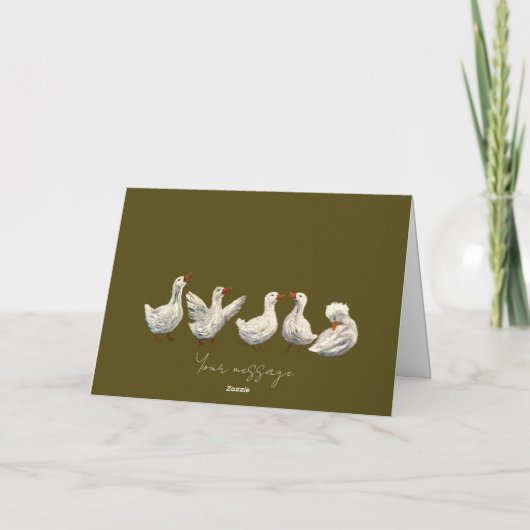 Quiet Quack: White Duck Starry Night Goose Kaart (Achterkant)