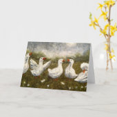 Quiet Quack: White Duck Starry Night Goose Kaart (Gele Bloem)