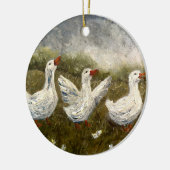 Quiet Quack: White Duck Starry Night Goose Keramisch Ornament (Links)